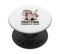 Cute Motivational Pony Trotting Toward My Goals PopSockets Adhesive PopGrip