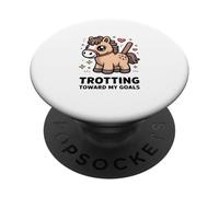 Cute Motivational Pony Trotting Toward My Goals PopSockets Adhesive PopGrip