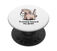 Cute Motivational Pony Trotting Toward My Goals PopSockets Adhesive PopGrip