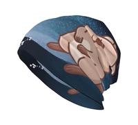 Cute Mouse Cartoon Slouchy Beanie Hat Fashion Skull Caps Chemo Cancer Cotton Head Sleep Cap for Men Women Black
