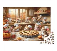 Cute Mouse Chefs 1000 Piece Jigsaw Puzzle for Adults & Family Cozy Bakery Scene with Pies And Bakers Premium Sturdy Challenging Stress Relief Game 70x50cm/1000pcs