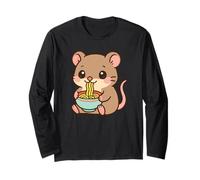 Cute Mouse Eating Noodles Cartoon Kawaii Long Sleeve T-Shirt