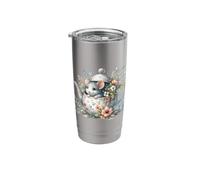 Cute Mouse in Floral Teapot Cottagecore Art Stainless Steel Insulated Tumbler