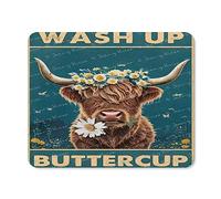 Cute Mouse Pad for Women, Wash Up Buttercup, Cow, Square Mousepad Waterproof Mouse Mat Non-Slip Rubber Base Mouse Pads for Wireless Mouse Office Laptop PC Working Gaming 8x10 inch