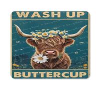 Cute Mouse Pad for Women, Wash Up Buttercup, Cow, Square Mousepad Waterproof Mouse Mat Non-Slip Rubber Base Mouse Pads for Wireless Mouse Office Laptop PC Working Gaming 10 x 12 inch