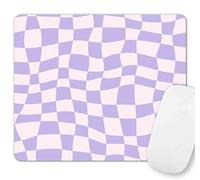 Cute Mouse Pad, Pastel Purple Checkered Mouse Pad, Pink Boho Aesthetic Pattern Mousepad for Home Office, Anti-Slip Rubber Mice pad for Computer & Laptop, 11.8" x 9.8"