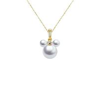 Cute Mouse Pearl Pendant Necklace for Women Goldtone Crystal Fashion Lovely Cartoon Chinese Zodiac Animal Choker Dainty Elegant Round Pearls Chain Necklaces Jewelry Birthday Gifts