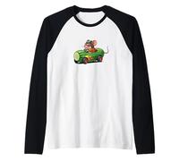 Cute Mouse Racer in Cucumber Soap Car Box Raglan Baseball Tee