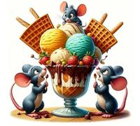 Cute Mouse Stealing Ice Cream PVC Vinyl Car Decals Stickers Waterproof Self-Adhesive Decals for Cars, Laptops, Trucks, Motorcycles Wall Window Luggage Scratch Cover Door Decor Sticker