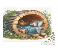 Cute Mouse Waking Up Happily in Bed Jigsaw Puzzles Puzzle for Adults Kids. 1000 Piece Impossible Challenge Toy Educational Game Home Decoration for Adults& Kids Age 14 Years Up 52x38cm/1000pcs