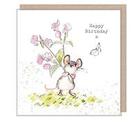 Cute Mouse with Flowers Happy Birthday Card - Paper Shed Illustrated Design