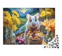 Cute Mouse with Snacks 1000 Piece Jigsaw Puzzle Set for Puzzle Collectors Thick Recycled Paper Hamster Snack Time Home Decor Wall Art Gift for Couples Decorative Jigsaw Puzzle 38x26cm/1000pcs