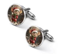 Cute Mouses Holly Shirt Cufflinks Round Cuff Links for Business Wedding Party Father's Day Gift 2.0cm