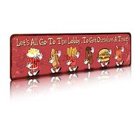 Cute Movie Theatre Gaming Room Snacks Sign - Let's All Go To The Lobby Vintage Wall Decor,4x16 Inch