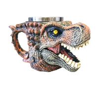 Cute Mug - 3D Dinosaur Skull Coffee Mug Gothic Resin Stainless Steel Mug | Portable Retro Tea Cup with Dragon Head Bone | Funny Dinosaur Head Drinkware for Friends, Chocolate Drinks,