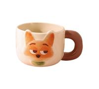 Cute Mug with Animal Relief Design, 650ml Rabbit & 500ml Fox Coffee Mugs, Dishwasher Safe Ceramic Cups for Water Tea Coffee, Fun Gift for Couples (Fox)