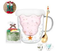 Cute Mugs Christmas Coffee Mug Double Walled Glass Mugs Milk Tea Espresso Cup Christmas Tree Decorations Christmas Funny Gifts for Women Men Kids Girls Her Best Friend