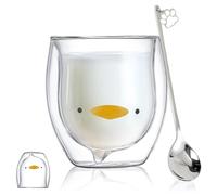 Cute Mugs Glass Double Wall Insulated Glasses Espresso Cup, Coffee Cup, Tea Cup, Milk Cup, Best Gift for Office and Personal Birthday (Duck)