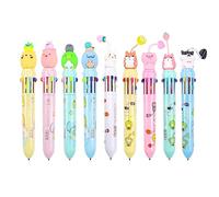 Cute Multicolor Ballpoint Pens,10 in 1 Color Animals Kawaii Retractable Cartoon Gel Pens, Girls Boy Colored Pens Office Back to School Party Favors Supplies for Children Students Gift 0.7mm 9 Pcs