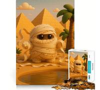 Cute Mummy Character in Desert Landscape Jigsaw Puzzle for Adults 1000 Pieces Serene Game DownTime Game Pattern Build Xmas Gift (38x52cm)