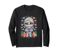 Cute Mummy Holding Cat Plush Pastel Hearts Stars Long Sleeve T-Shirt
