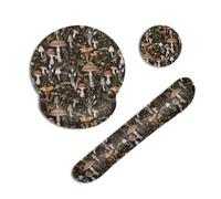 Cute Mushroom Berry Dragonfly Forest Ergonomic Keyboard Wrist Rest and Mouse Mat Set with Memory Foam,Non-Slip Rubber Base for Wrist Support for Home Office Computer