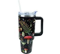 Cute Mushroom Cup 40 oz Tumbler with Handle and Straw Lid Leak Proof, Coffee Travel Mug with Handle Insulated for Hot and Cold Drink Ice, Mother's Day Birthday Gifts for Women Stainless Steel Cup