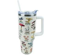 Cute Mushroom Cup 40 oz Tumbler with Handle and Straw Lid Leak Proof, Coffee Travel Mug with Handle Insulated for Hot and Cold Drink Ice, Mother's Day Birthday Gifts for Women Stainless Steel Cup