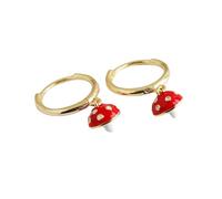 Cute Mushroom Dangle Drop Cartilage Small Huggie Hoop Earrings For Women Girls Minimalist S925 Sterling Silver Charm Dangling Cuff Sleeper Hoops Dainty Jewelry Gifts for Daughter Her (Gold)