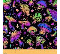 Cute Mushroom Fabric by The Yard Cartoon Colorful Gradient Wild Plants Fabric for Kids Sewing Supplies Neon Light Stars Starry Galaxy Fabric for DIY Upholstery and Home Accents 1 Yard