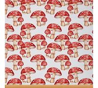 Cute Mushroom Fabric by The Yard Wild Botanical Upholstery Fabric Kawaii Nature Fungus Decorative Fabric Hand Drawn Plant Indoor Outdoor Fabric DIY Art Waterproof Fabric Red White 1 Yard
