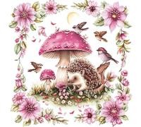 Cute Mushroom Hedgehog and Birds DIY 11CT Counted Cross Stitch Kits for Beginners Easy Stamped Fabric Embroidery Needlecraft Art Wall Decor 38x38cm(1)
