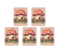 Cute Mushroom House Car Air Freshener Hanging Incense Chips 5 Pack Automotive Scented Hanging Sheets for Car Home Auto Interior Decor Square,gray-style