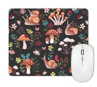 Cute Mushroom Mouse Pad, Magic Grey Mice Pad, Colorful Flowers and Leaves Mousepad, Girly Nature Aesthetic Small Mouse Mat for Computer Home Office, 11.8" x 9.8"