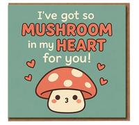 Cute Mushroom Pun Love Card - I've Got So Mushroom In My Heart For You - Romantic Anniversary or Valentine’s Day Card
