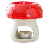 Cute Mushroom Shaped Ceramic Tea Light Candle Holder, Essential Oil Burner Wax Melt Burners, Aromatherapy Diffuser for Christmas Home Office Decoration (Red)