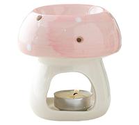 Cute Mushroom Shaped Ceramic Tea Light Candle Holder, Essential Oil Burner Wax Melt Burners, Aromatherapy Diffuser for Christmas Home Office Decoration (Pink)