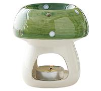 Cute Mushroom Shaped Ceramic Tea Light Candle Holder, Essential Oil Burner Wax Melt Burners, Aromatherapy Diffuser for Christmas Home Office Decoration (Green)