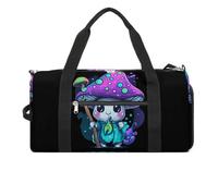 Cute Mushroom Witch 24L Sports Duffle Bag Holdall Gym Bag with Shoes Compartment and Shoulder Strap