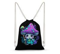Cute Mushroom Witch Canvas Drawstring Bags Gym Backpack Sports Rucksacks Casual Daypacks