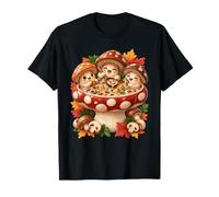 Cute Mushrooms Eating Mushroom Soup Kawaii Fungi Autumn Lov T-Shirt