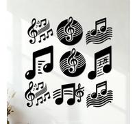 Cute Music Note Sheet icon Staff Melody Music Note Key Sheet Sheet Musical Notes Melody Lettering Stickers 42x43.2cm Self Adhesive Black