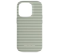 Cute Muted Green Beige Minimalist Horizontal Striped Pattern Case for iPhone 14 Pro