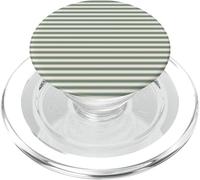 Cute Muted Green Beige Minimalist Horizontal Striped Pattern PopSockets PopGrip for MagSafe