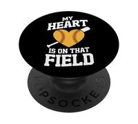 Cute My Heart Is On That Field Softball Girls PopSockets Adhesive PopGrip