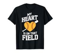 Cute My Heart Is On That Field Softball Girls T-Shirt