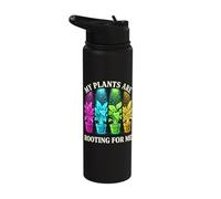 Cute My Plants are Rooting for Me Plant Lover Pun Stainless Steel Insulated Water Bottle
