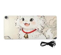 Cute Mythical Beasts of Ancient Chinese Mythology Leather Heated Mouse Pad Gaming Mousepad 31.5 x 13 in Winter Warmer Desk Covers for Keyboard Desk Gaming,Writing