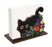 Cute Napkin Holder Vertical Black Cat Wooden Cute Dispenser | Home Napkin Dispenser for Kitchen Offices Table Dining Bathroom Bedroom Desktop Garden Outdoor Camping Party