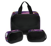 Cute Narwhal Makeup Bag for Women Men, Narwhal Unicorn Translucent Cosmetic Bag Wash Pouch Shower Bag 3 Pcs Travel Toiletry Toiletries Cosmetic Organizer